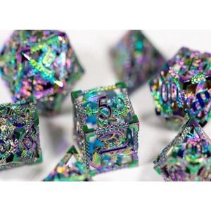 7 Piece Hollow Metal Dice Set Dragon Series